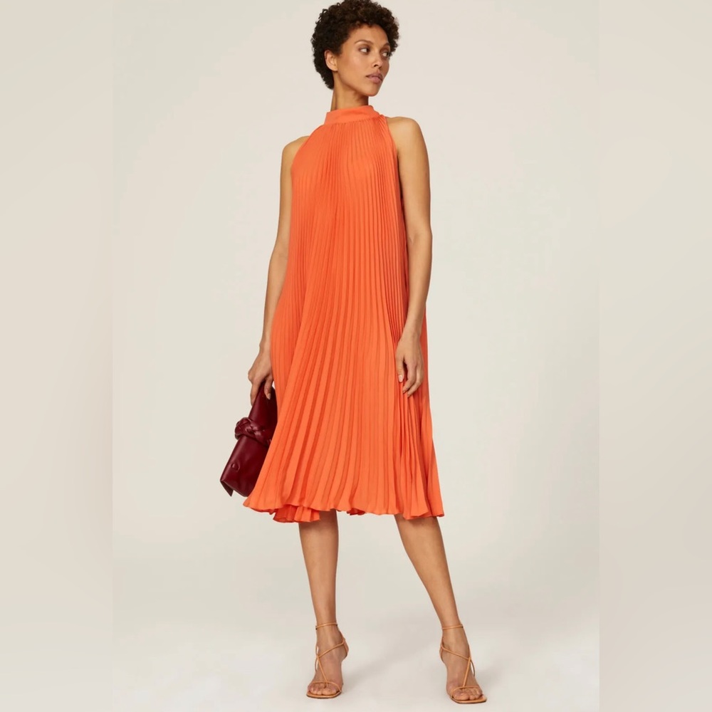 TOME Collective Orange Pleated Dress Size Small $325